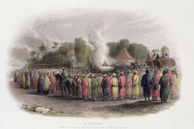 Eine Witwenverbrennung, veröffentlicht von James A. Virtue von English School